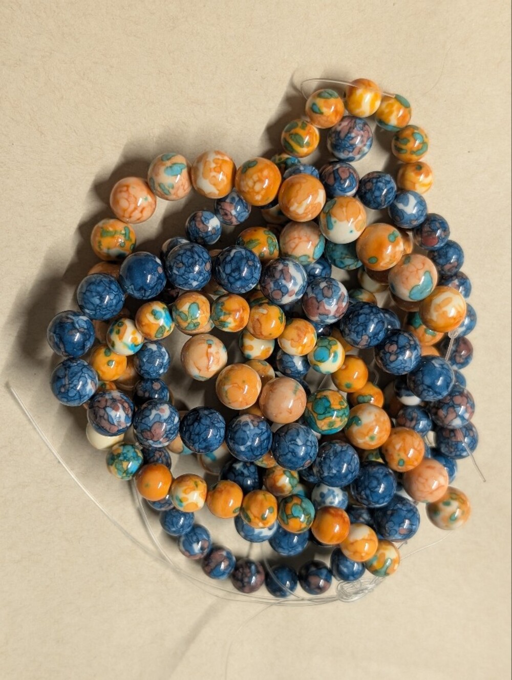 Multicolor Musaic Ceramic Dyed Beads For Craft Projects Blue & Orange